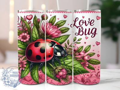 Valentine Love Bug Tumbler PNG, Valentine Tumbler Sublimation Wrap, Straight & Tapered Tumbler Wrap, Instant Digital Download Sublimation ToriDesigns 