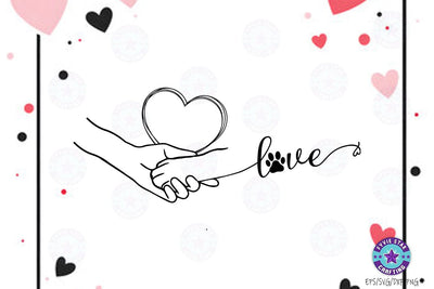 Valentine Love Paw Illustration, Valentine Dog Design SVG FiveStarCrafting 