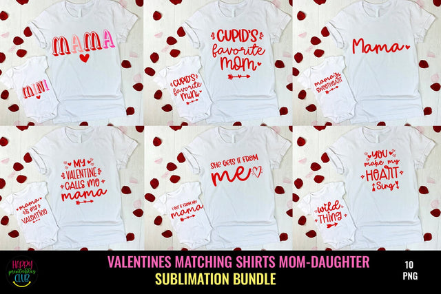 Valentine Matching Shirts Mommy Me PNG Bundle I Valentines Bundle Sublimation Happy Printables Club 