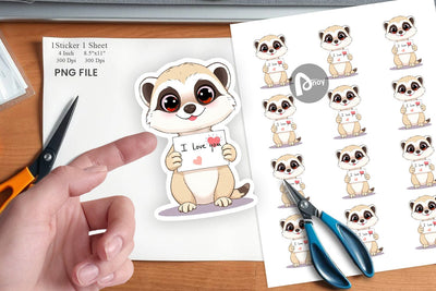 Valentine Meerkat Cartoon Sticker Sublimation artnoy 