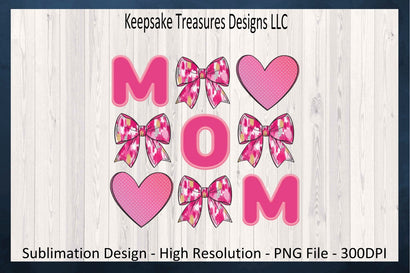 Valentine Mom Faux Embroidery Hearts, Sublimation PNG, Pink Valentine Brushstroke, Coquette Bows, Digital Download, Printable PNG Sublimation Keepsake Treasures Designs LLC. 