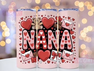 Valentine Nana Coquette Tumbler, Valentine Design, Coquette Style, Sweet Hearts, Elegant Love, 20Oz Tumbler, Sublimation Wrap Sublimation SvggirlplusArt 