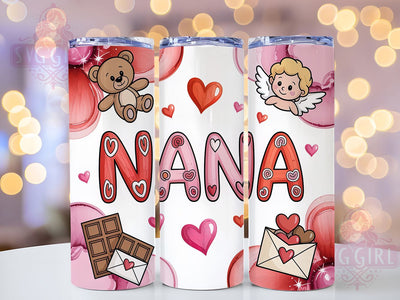 Valentine Nana Coquette Tumbler, Valentine Design, Coquette Style, Sweet Hearts, Elegant Love, 20Oz Tumbler, Sublimation Wrap Sublimation SvggirlplusArt 