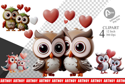 Valentine Owl Clipart Sublimation artnoy 