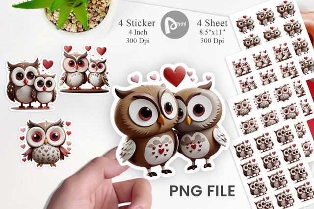 Valentine Owl Sticker Sublimation artnoy 