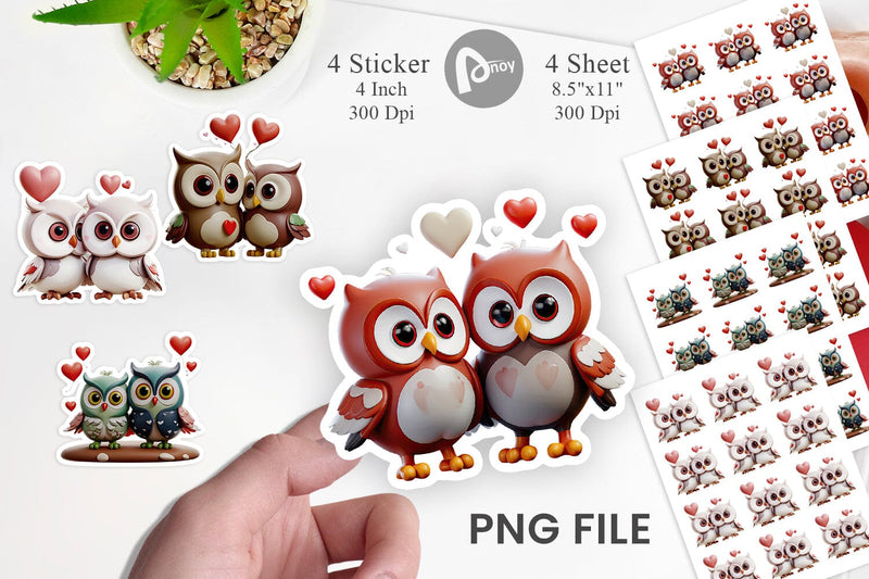 Valentine Owl Sticker Sublimation artnoy 