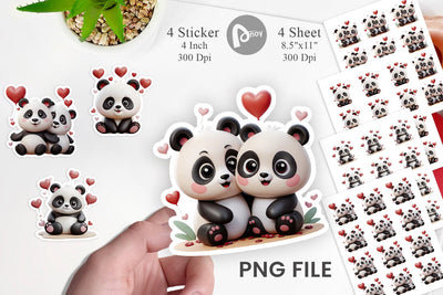 Valentine Panda Sticker Sublimation artnoy 