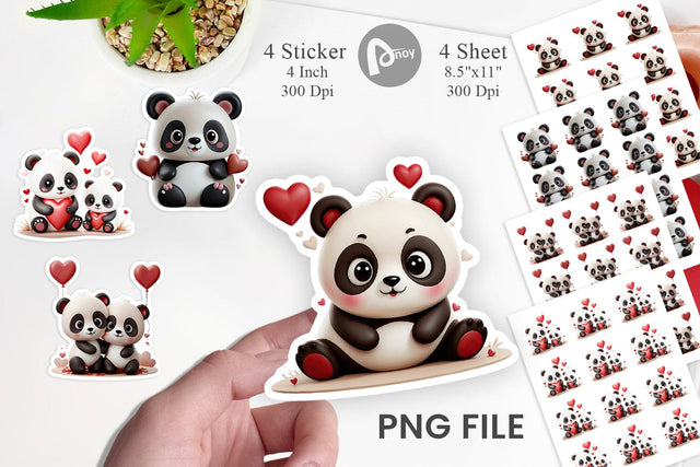 Valentine Panda Sticker Sublimation artnoy 