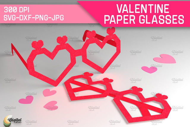 Valentine Paper Glasses SVG. Glasses Paper Cut 3D Paper Evgenyia Guschina 