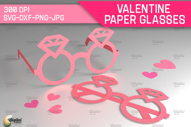 Valentine Paper Glasses SVG. Glasses Paper Cut 3D Paper Evgenyia Guschina 