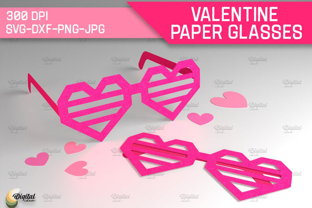 Valentine Paper Glasses SVG. Glasses Paper Cut 3D Paper Evgenyia Guschina 
