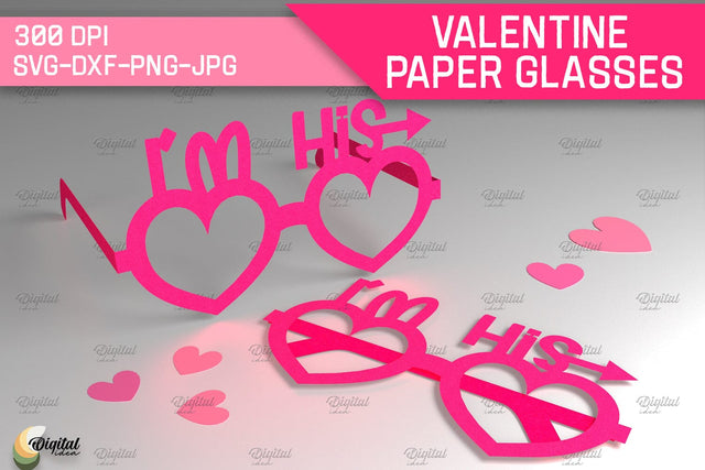 Valentine Paper Glasses SVG. Glasses Paper Cut 3D Paper Evgenyia Guschina 