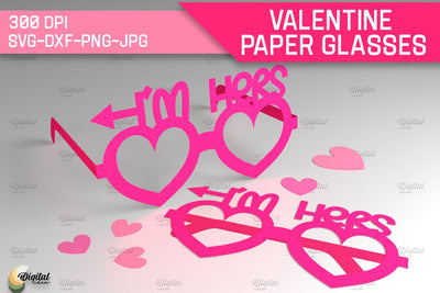 Valentine Paper Glasses SVG. Glasses Paper Cut 3D Paper Evgenyia Guschina 