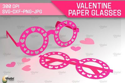 Valentine Paper Glasses SVG. Glasses Paper Cut 3D Paper Evgenyia Guschina 