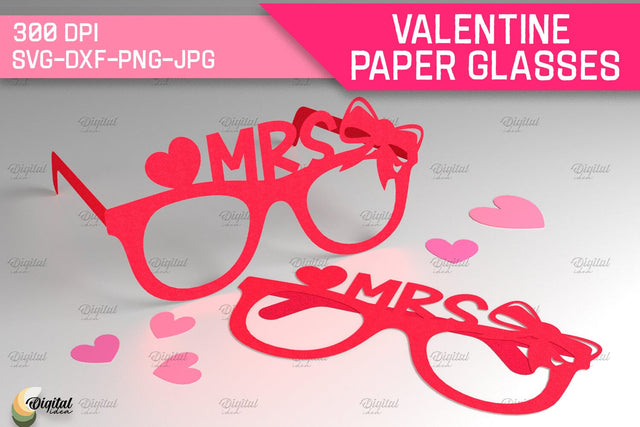 Valentine Paper Glasses SVG. Glasses Paper Cut. For Her 3D Paper Evgenyia Guschina 