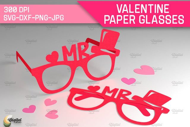 Valentine Paper Glasses SVG. Glasses Paper Cut. For Him 3D Paper Evgenyia Guschina 