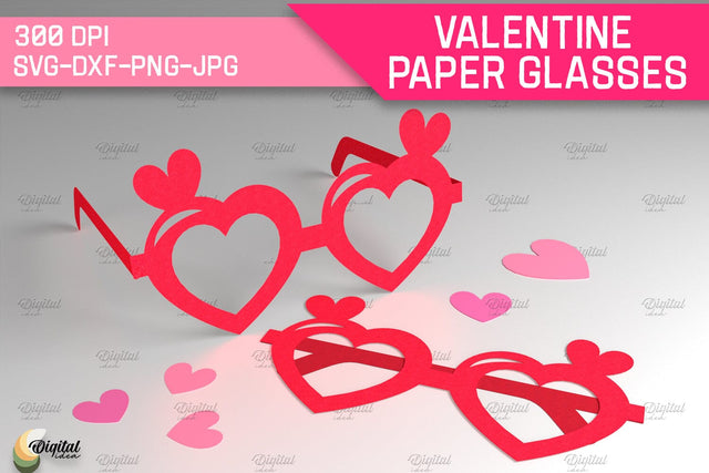 Valentine Paper Glasses SVG. Glasses Paper Cut. Heart SVG 3D Paper Evgenyia Guschina 