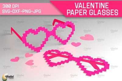 Valentine Paper Glasses SVG. Glasses Paper Cut. Love Quote SVG 3D Paper Evgenyia Guschina 