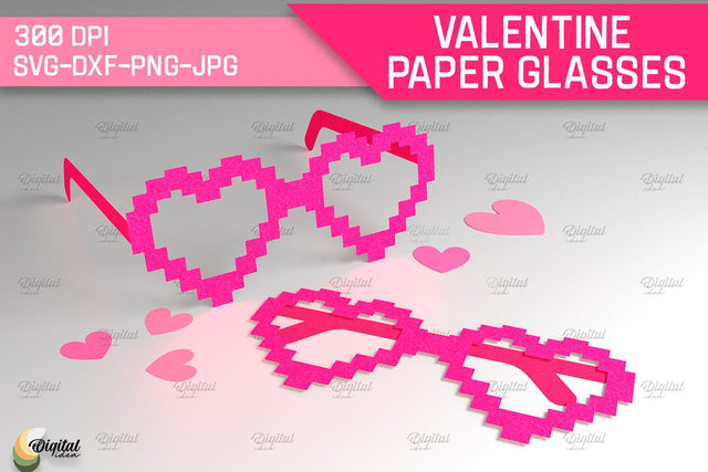 Valentine Paper Glasses SVG. Glasses Paper Cut. Love Quote SVG 3D Paper Evgenyia Guschina 