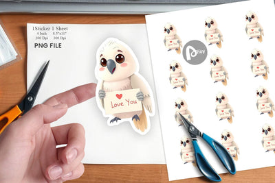 Valentine Parrot Cartoon Sticker Sublimation artnoy 