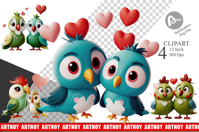 Valentine Parrot Clipart Sublimation artnoy 