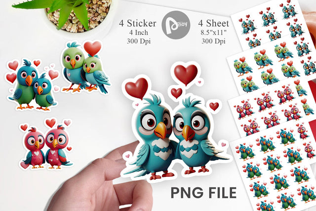 Valentine Parrot Sticker Sublimation artnoy 