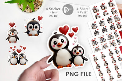 Valentine Penguin Sticker Sublimation artnoy 