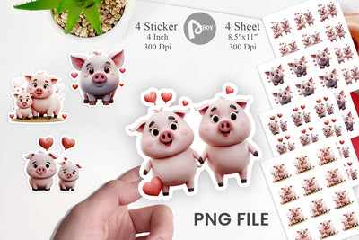 Valentine Pig Sticker Sublimation artnoy 