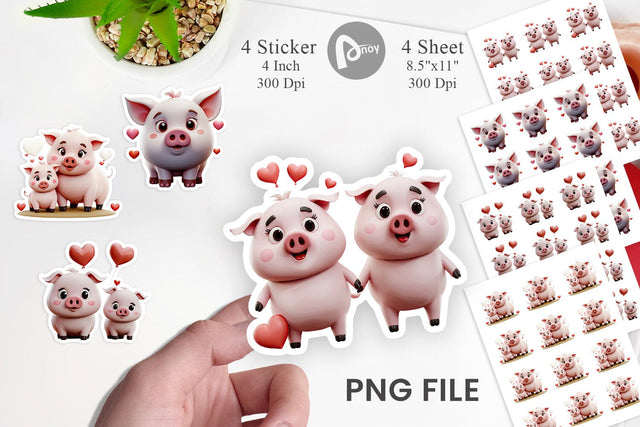 Valentine Pig Sticker Sublimation artnoy 