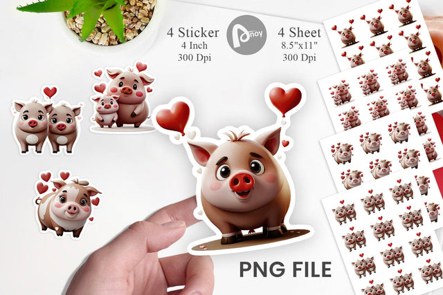 Valentine Pig Sticker Sublimation artnoy 