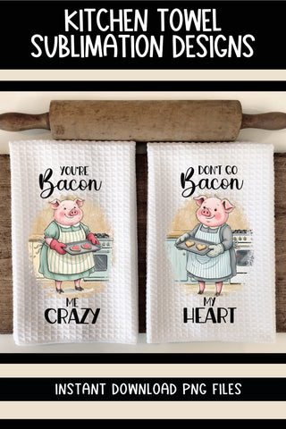 Valentine Pigs Sublimation Kitchen Towel Designs Sublimation Ewe-N-Me Designs 