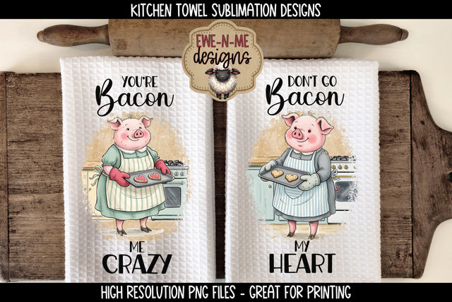 Valentine Pigs Sublimation Kitchen Towel Designs Sublimation Ewe-N-Me Designs 