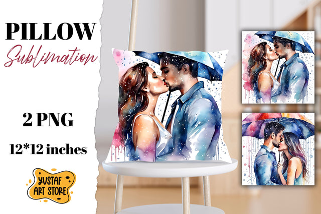 Valentine pillow sublimation. Couple in love in the rain Sublimation Yustaf Art Store 