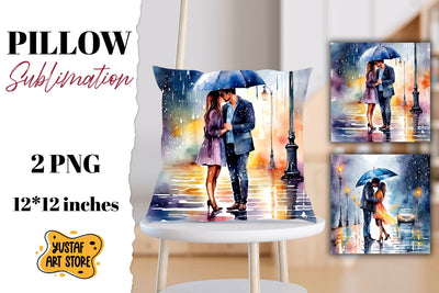 Valentine pillow sublimation. Couple in love in the rain Sublimation Yustaf Art Store 