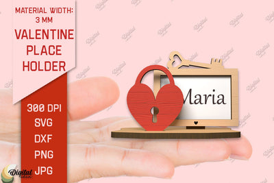 Valentine Place Holder Laser Cut. Name Card SVG SVG Evgenyia Guschina 
