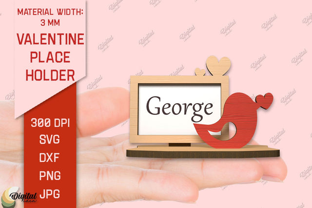 Valentine Place Holder Laser Cut. Name Card SVG SVG Evgenyia Guschina 