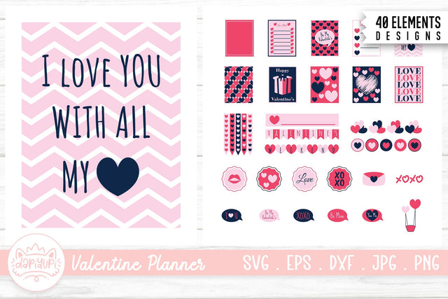 Valentine Planner Bundle | Valentine Elements SVG dapiyupi store 