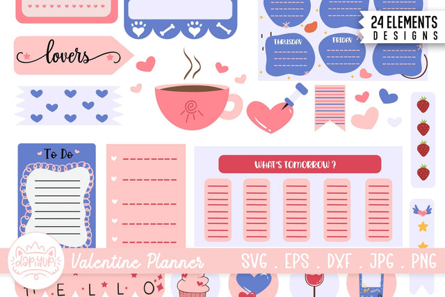 Valentine Planner Sticker Bundle SVG dapiyupi store 
