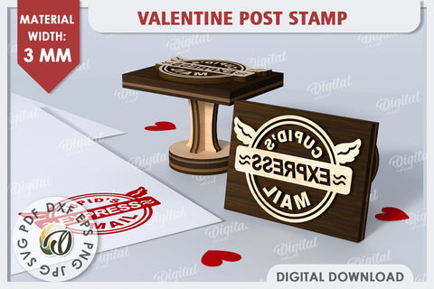Valentine Post Stamp Laser Cut. 3D Sign SVG Design SVG Evgenyia Guschina 