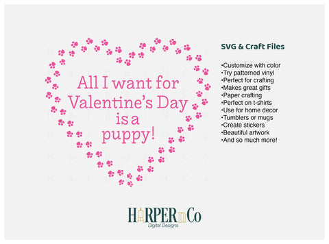 Valentine Puppy SVG PNG Cut EPS File SVG HarperNCo 