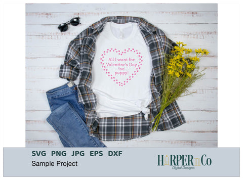 Valentine Puppy SVG PNG Cut EPS File SVG HarperNCo 