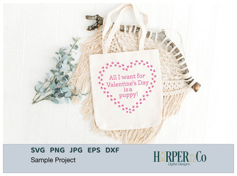 Valentine Puppy SVG PNG Cut EPS File SVG HarperNCo 