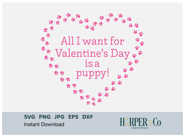 Valentine Puppy SVG PNG Cut EPS File SVG HarperNCo 
