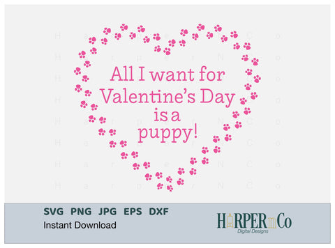 Valentine Puppy SVG PNG Cut EPS File SVG HarperNCo 