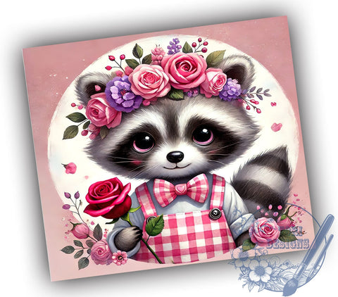 Valentine Raccoon Lover 20oz Tumbler, 20oz Raccoon Wrap, Cute Raccoon Gift, Valentine’s Day Tumbler, Animal Lover Tumbler, Sublimation Design, Funny Raccoon Tumbler Sublimation ToriDesigns 