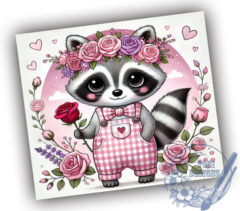 Valentine Raccoon Lover 20oz Tumbler, 20oz Raccoon Wrap, Cute Raccoon Gift, Valentine’s Day Tumbler, Animal Lover Tumbler, Sublimation Design, Funny Raccoon Tumbler Sublimation ToriDesigns 
