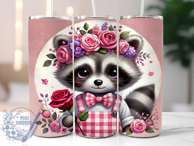 Valentine Raccoon Lover 20oz Tumbler, 20oz Raccoon Wrap, Cute Raccoon Gift, Valentine’s Day Tumbler, Animal Lover Tumbler, Sublimation Design, Funny Raccoon Tumbler Sublimation ToriDesigns 