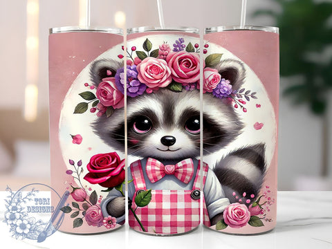 Valentine Raccoon Lover 20oz Tumbler, 20oz Raccoon Wrap, Cute Raccoon Gift, Valentine’s Day Tumbler, Animal Lover Tumbler, Sublimation Design, Funny Raccoon Tumbler Sublimation ToriDesigns 