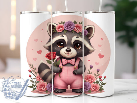 Valentine Raccoon Lover 20oz Tumbler, 20oz Raccoon Wrap, Cute Raccoon Gift, Valentine’s Day Tumbler, Animal Lover Tumbler, Sublimation Design, Funny Raccoon Tumbler Sublimation ToriDesigns 
