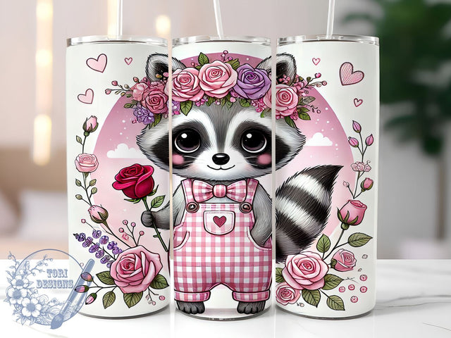Valentine Raccoon Lover 20oz Tumbler, 20oz Raccoon Wrap, Cute Raccoon Gift, Valentine’s Day Tumbler, Animal Lover Tumbler, Sublimation Design, Funny Raccoon Tumbler Sublimation ToriDesigns 